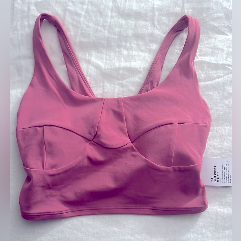 NWT Lululemon Nulu Front-Darting Yoga Bra Pink Blossom Crop